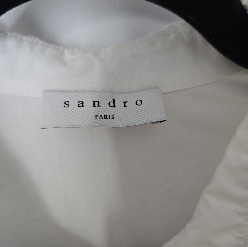 Sandro Paris White Ruffled Blouse, Size Small - Picture 2 of 8